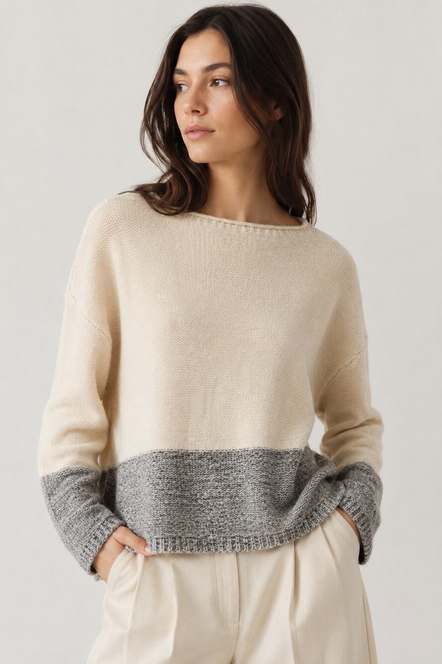 Vince Wool Silk Cashmere Blend Colorblock Sweater | XS